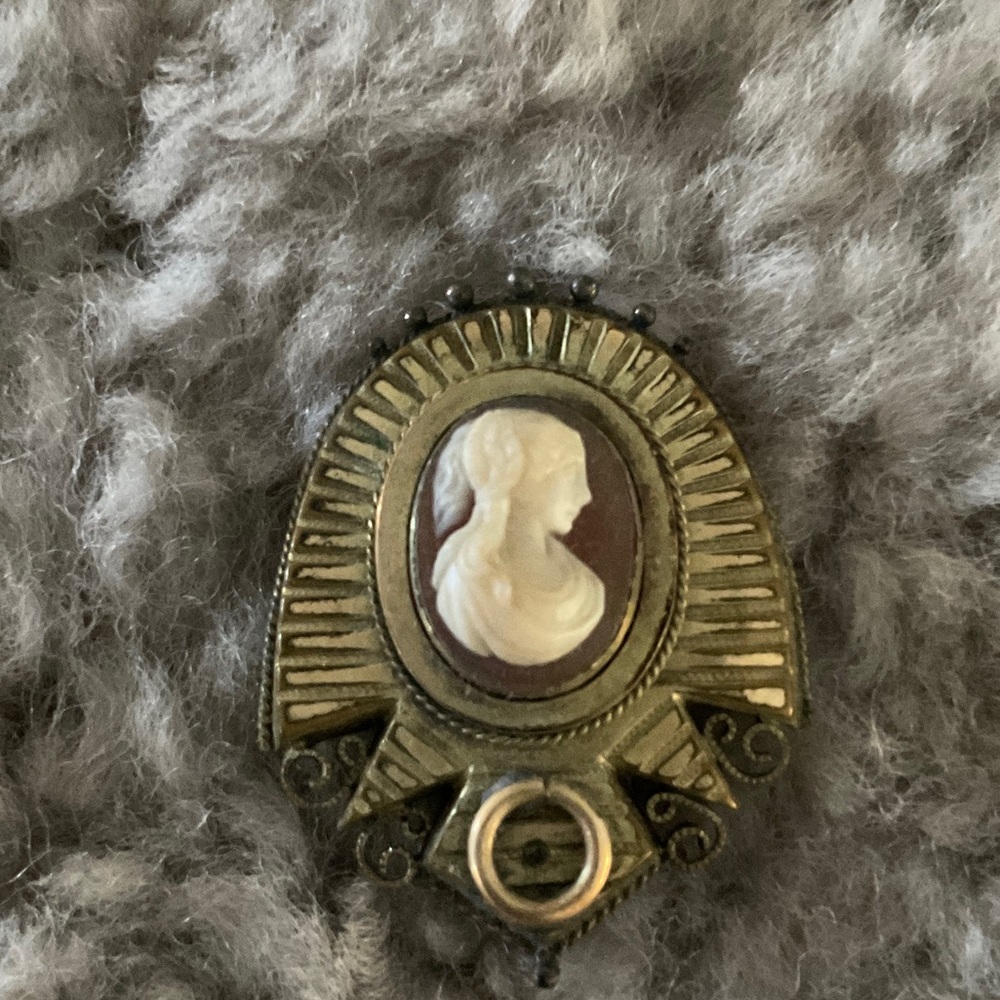 Antique Gold and Cream Cameo Brooch